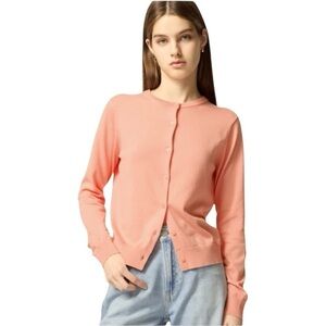 J. Crew Cardigan Sweater Apricot Orange Cotton Blend Size M #1776